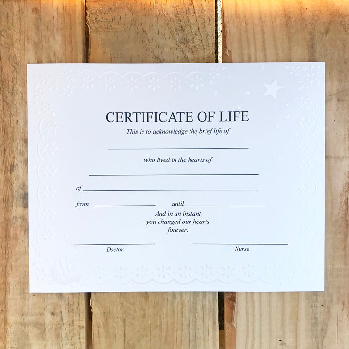 Personalized Miscarriage Certificate of Life