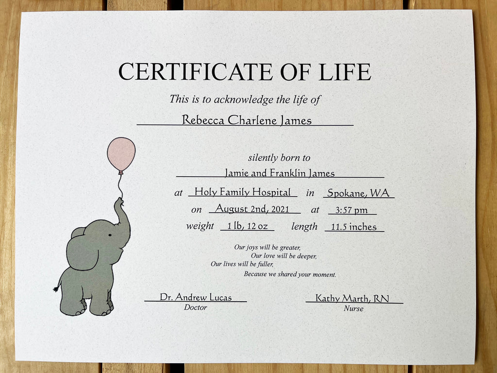 Personalized Certificate of Life (Elephant)