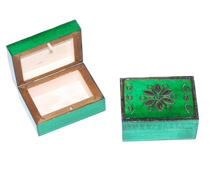 Tiny Brass Inlay Flower Keepsake Box