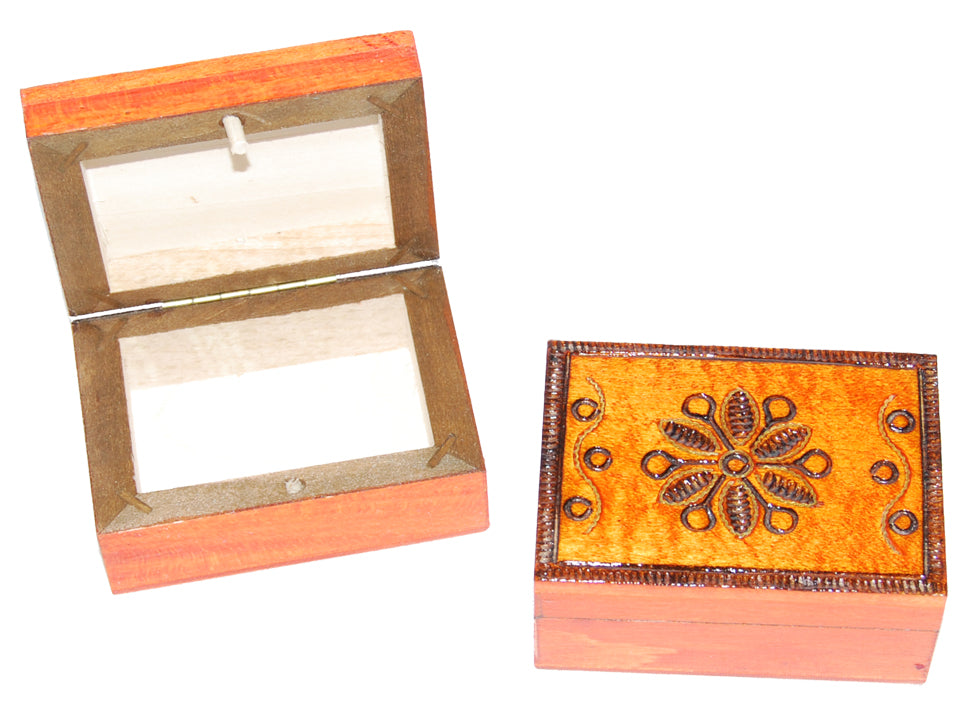 Tiny Brass Inlay Flower Keepsake Box