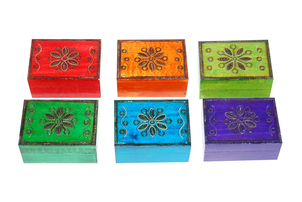 Tiny Brass Inlay Flower Keepsake Box
