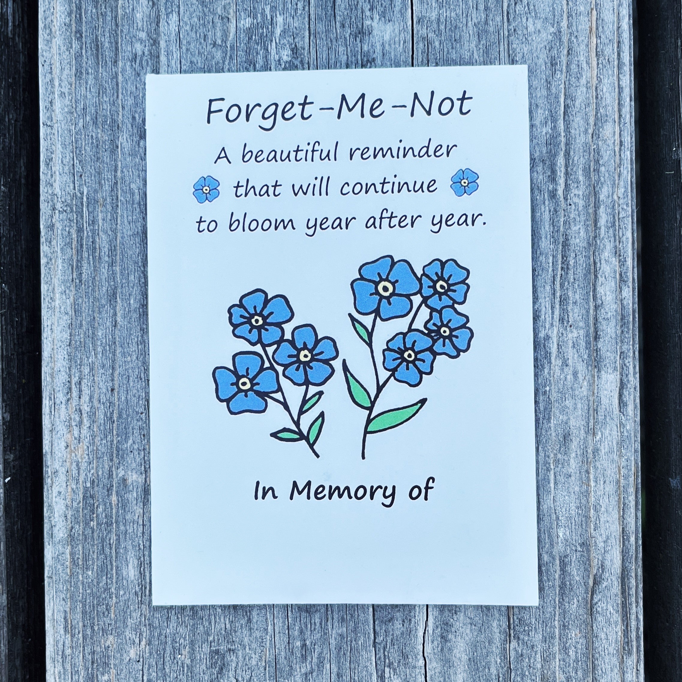 funeral flower seed packets Forget-Me-Nots / Have us print and sticker for you