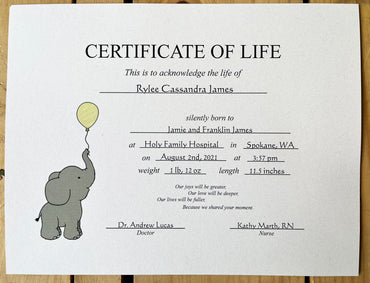 Blank Certificate of Life (Elephant)