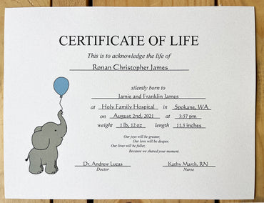 Personalized Certificate of Life (Elephant)