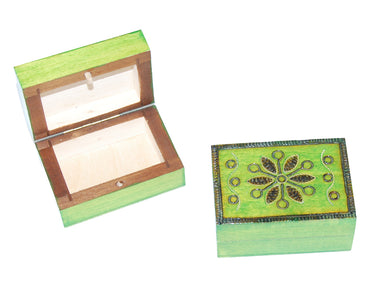 Tiny Brass Inlay Flower Keepsake Box
