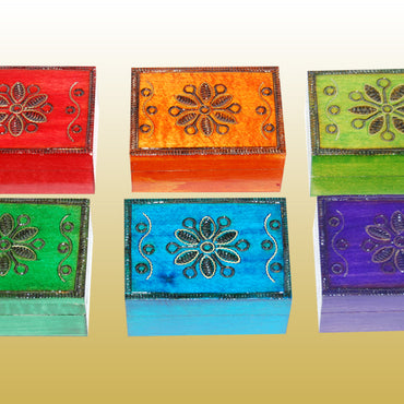 Tiny Brass Inlay Flower Keepsake Box