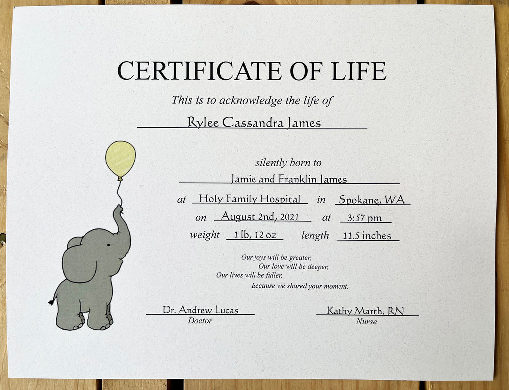 Personalized Certificate of Life (Elephant)